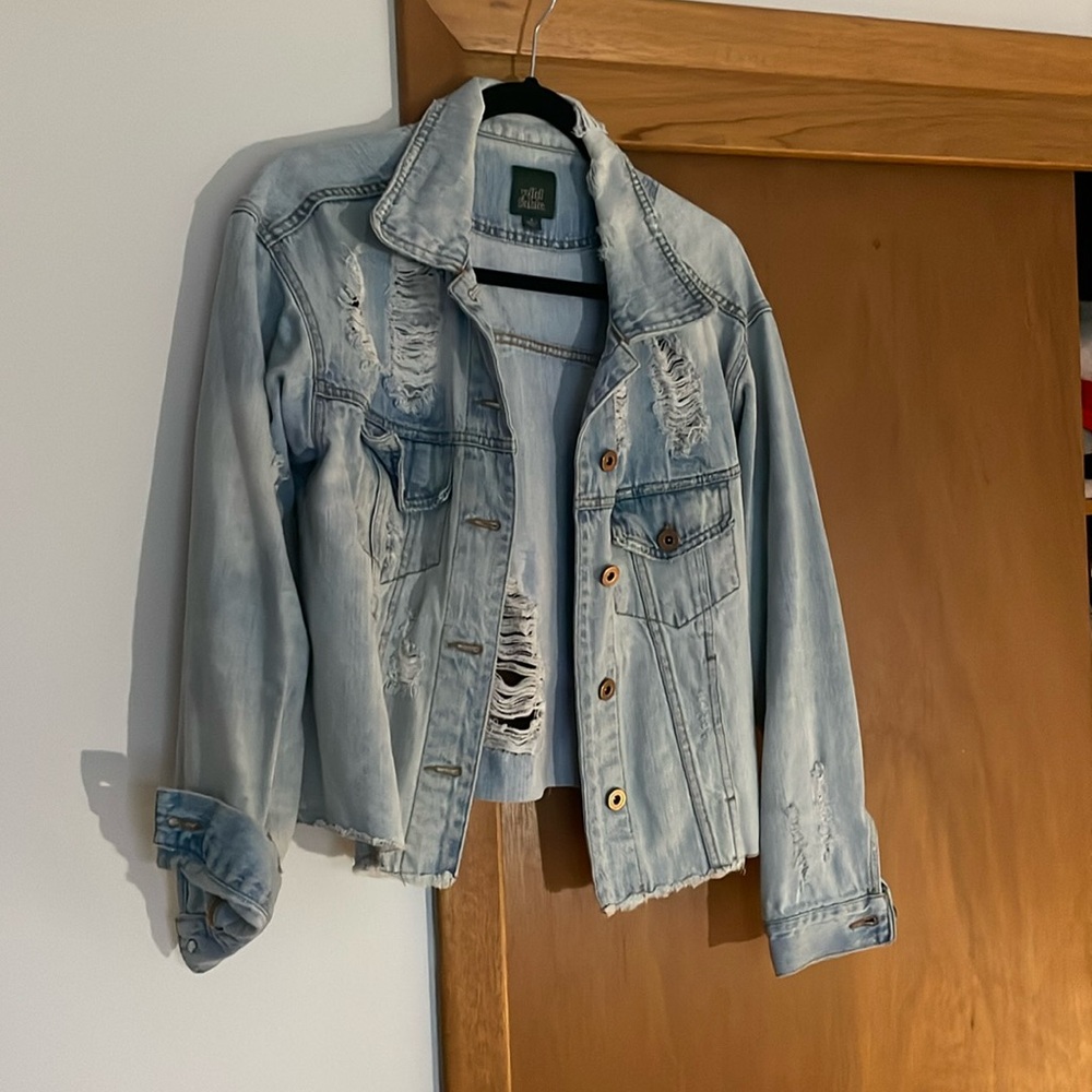 Wild fable distressed crop denim jacket